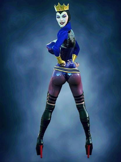 3D fan-art of Wicked Queen doing a sexy booty pose.