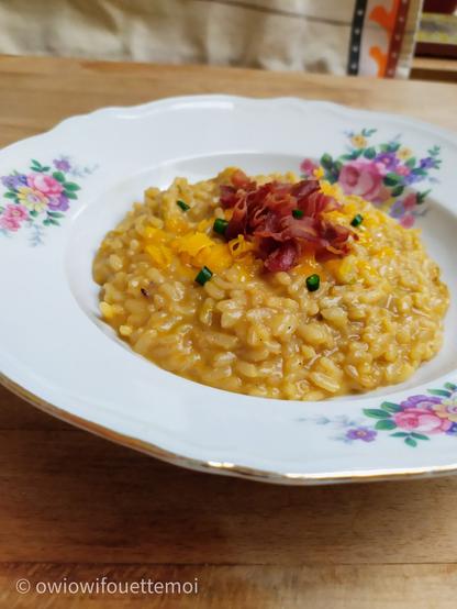 Risotto cheddar et Pancetta croustillante