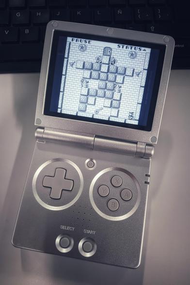 An anbernic device where the game is being played