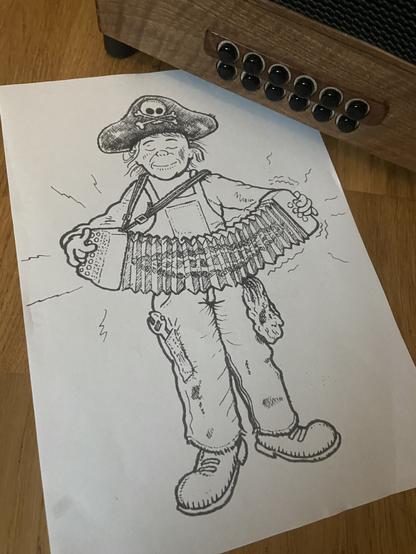 Tekening van mij met harmonica