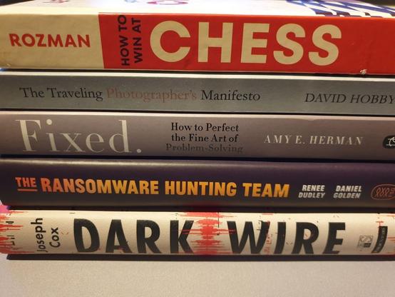 Stack of books.