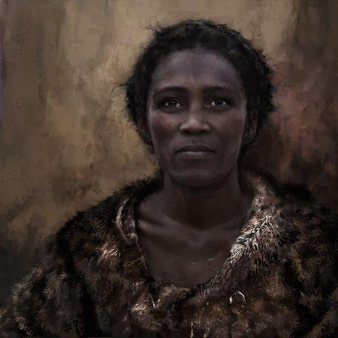 A beautiful portrait of the woman from Zlaty Kun, Czechia, 45,000 years ago by Tom Bjorklund. Her genome is one of the oldest analysed of Homo sapiens. She was a young woman with dark skin, black hair, deep brown eyes.