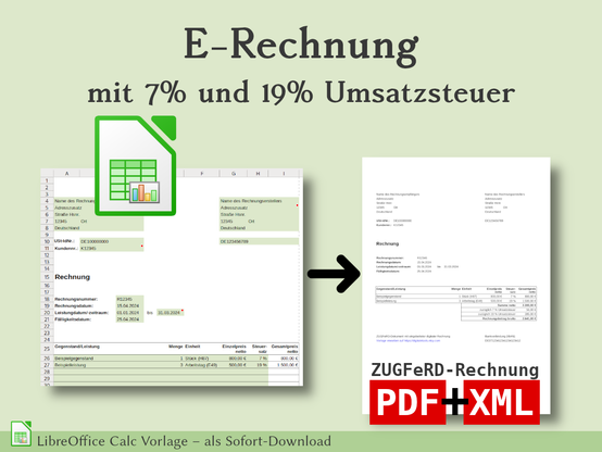 E-Rechnung mit 7% und 19% Umsatzsteuer