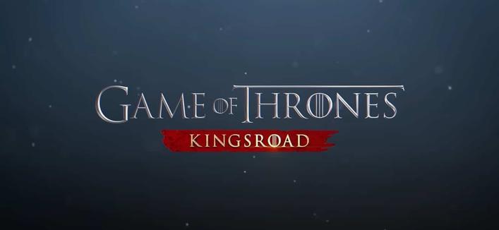Game-Logo von Game of Thrones Kingsroad vor einem graublauen Hintergrund, auf dem einige Schneeflocken zu sehen sind. Foto (c) Netmarble/Warner Bros/HBO.