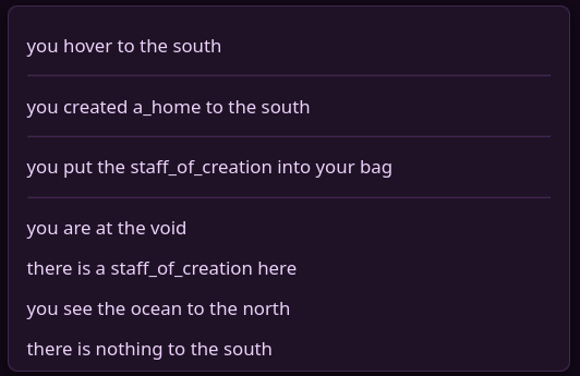 A demonstration of the staff of creation.