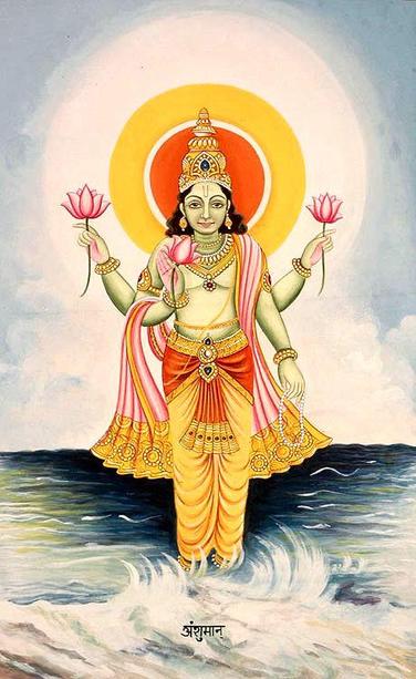 Solar Deity - Lord Aṃśumān
भगवान अंशुमान

Source - http://harekrsna.de/surya/surya_amshuman.jpg