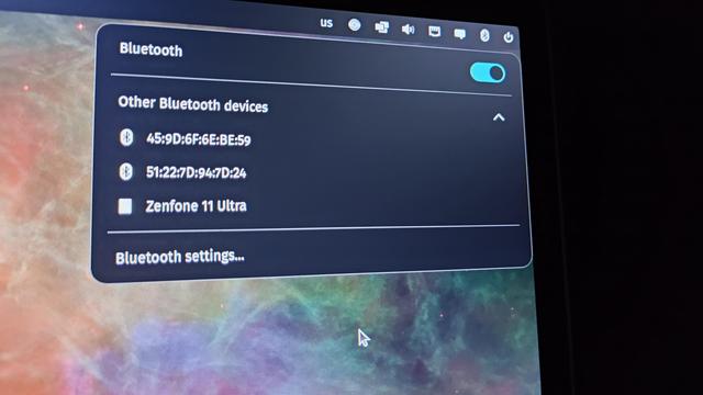 Bluetooth dialog showing found devices