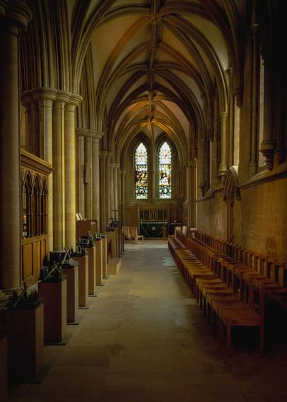 Gothic interior of a church.