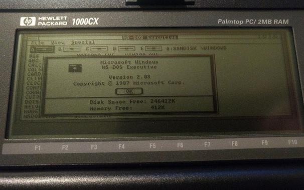 Windows 2.03 on an HP 1000CX