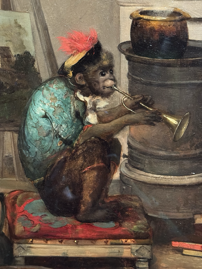 closeup of the monkey in the painting