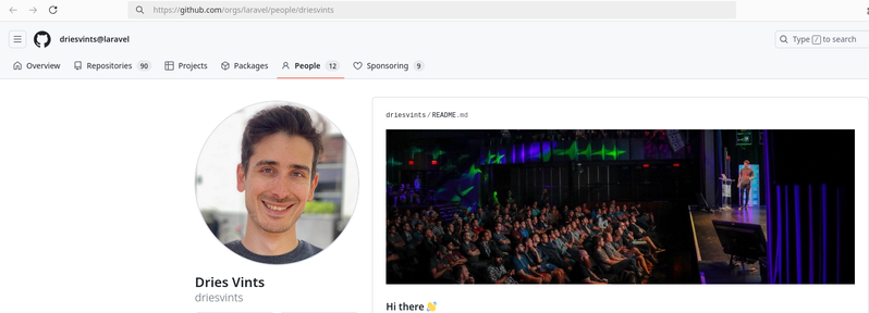 Dries Vints GitHub profile but at an organisation level