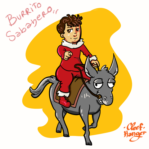 Bisbal sobre su burrito sabanero señalandote.