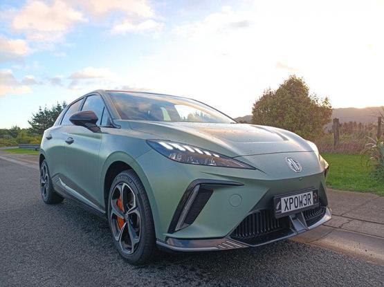 MG 4 XPower in green, photographed in Tawa by Jack Yan.