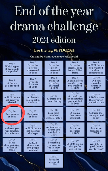 End of the year drama challenge 2024 edition 
Handmade circle on day 16