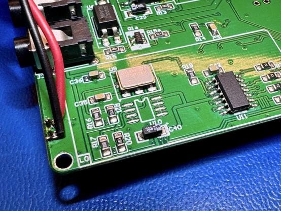 The mcHF RF board before the temperature sensor was soldered in. The SO8 package is missing.