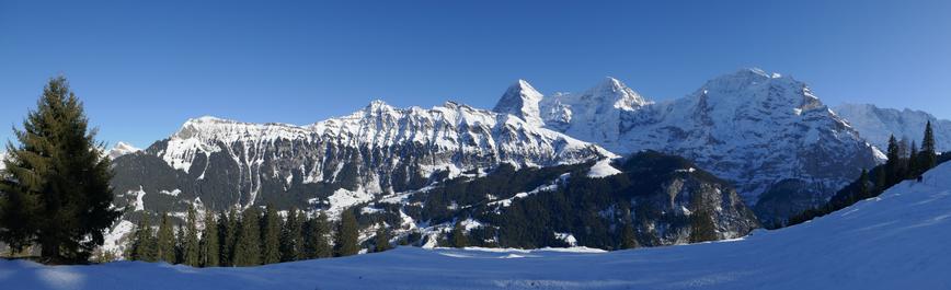Panorama of the Lauberhorn, Eiger, Mönch and Jungfrau