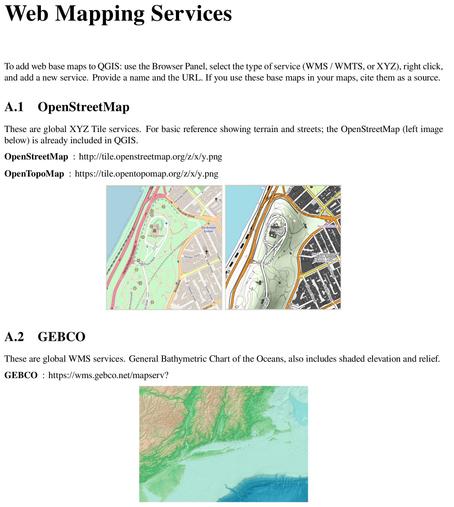 tutorial page - web mapping services (WMS) in QGIS