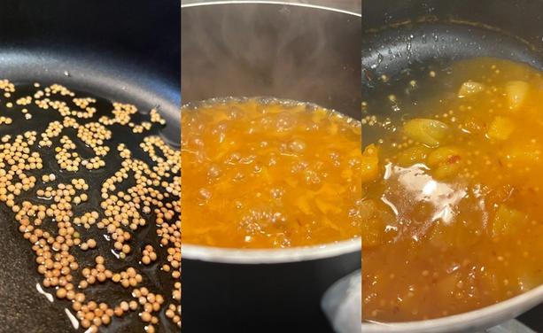 tres pasos en la preparación del chutney