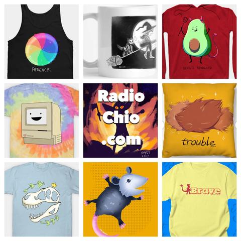 A selection of 8 designs on a variety of products from Radiochio.com