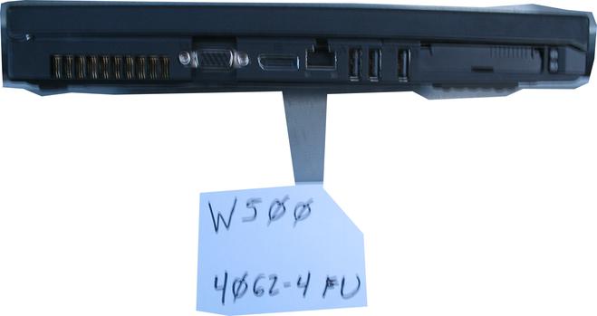 A view of the left side of a  ThinkPad W500 mobile workstation, showing all the ports and connectors