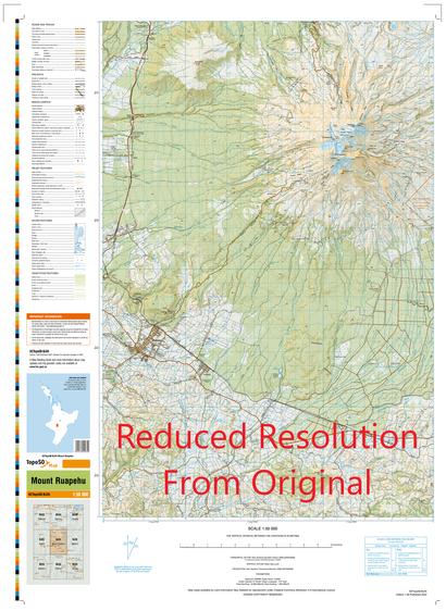 graphic - LINZ Topo50 map example - Mount Ruapehu, New Zealand