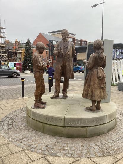Memorial to the mathematician George Boole on the forecourt of the railway station in Lincoln