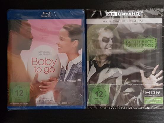 Blu-rays that have just arrived: The Pod Generation (as Baby To Go) with Emilia Clarke and Beetlejuice Beetlejuice (in 4k) with Jenna Ortega, the latter not pictured on the cover. Both are the German releases and photographed before unwrapping.