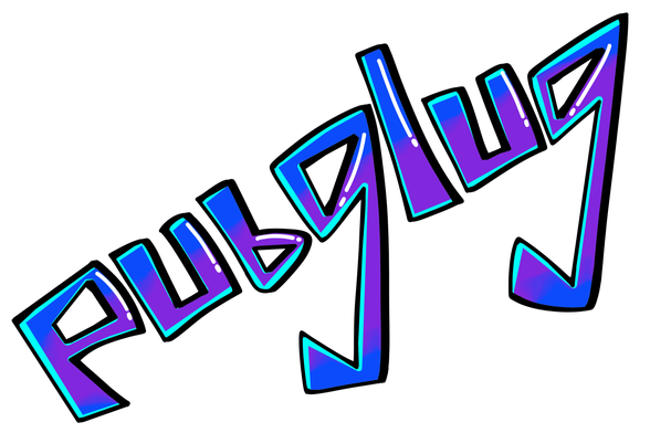 graphical art of text that says "pubglug" which stands for public gnu linux users group - the art was done in krita