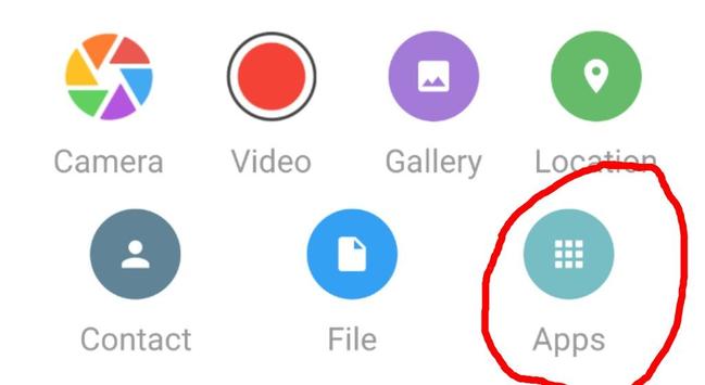 The android menu that you get via "attach" button.  The menu shows 7 icons, with the last one "apps" that is surrounded by a red circle.