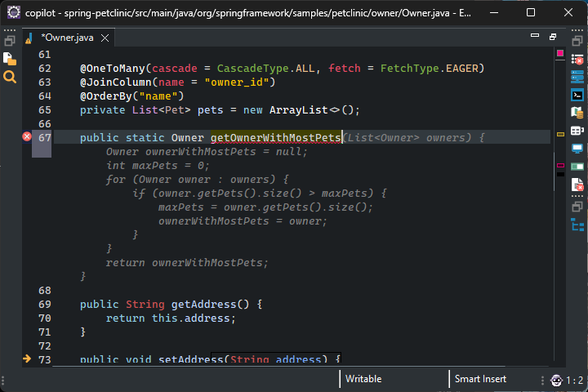 Screenshot of Eclipse IDE with GitHub autocompletion.