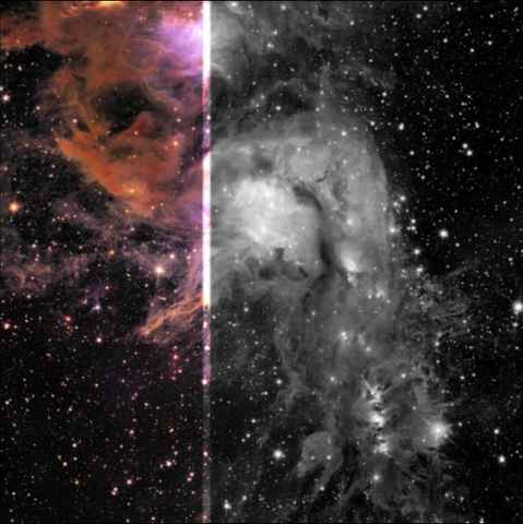 Screenshot of ESA's 'sonification' of the M78 star forming region.