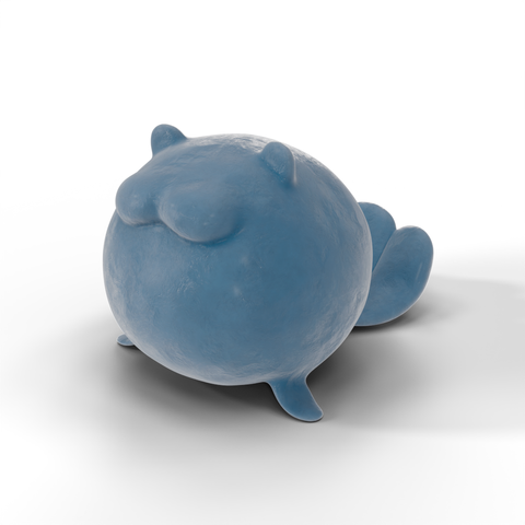 A CG sculpt of the Pokémon Spheal. The sculpt has a clay material applied with subtle bumps and dings you'd expect to see with real clay
