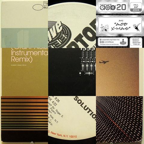 Collage of 8 12-inch single covers/labels used in my hour on Art of Beatz Radio.