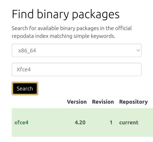 xfce 4.20 listed in Void Linux repository