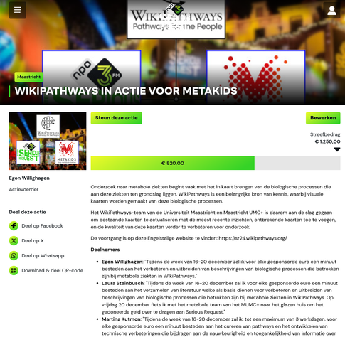 Screenshot that I shared multiple times now, now saying we raised 820 of 1250 euro.