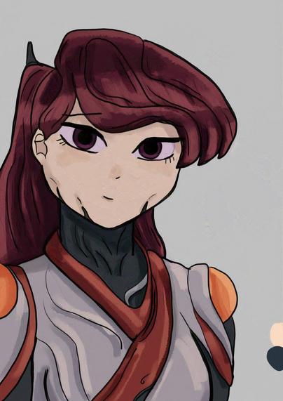 Anime and manga character known as Kimi Shouko as a proto Warframe(leathery bio space ninjas with magical powers)