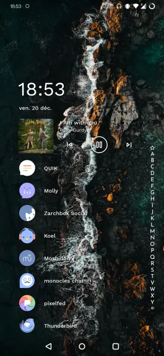 Screenshot de mon écran android avec le launcher Niagara.