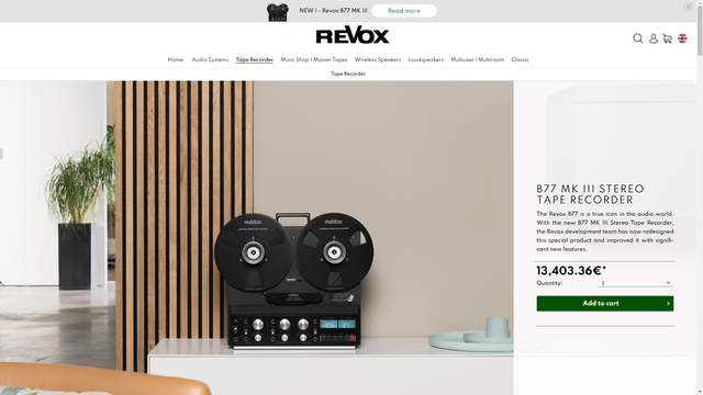 New Revox B77 tape recorder, nearly 14 000€