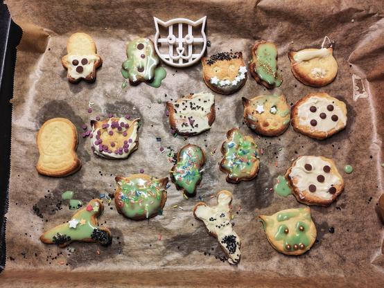 A wide variety of differently decorated cookies