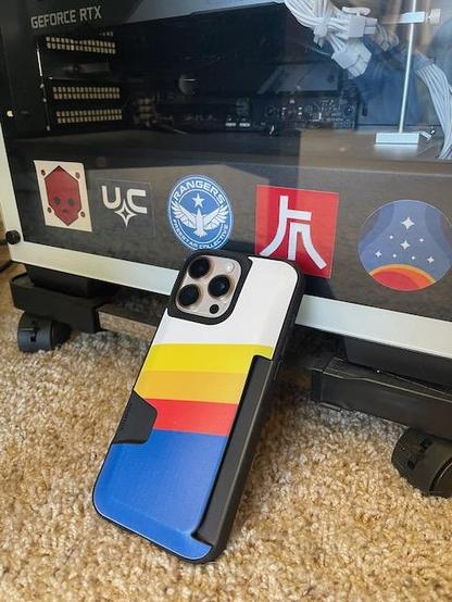 A "Wallet Slayer Vol 1" case for an iPhone 16 Pro Max from "Smartish" featuring "Constellation" colors from the game "Starfield"
