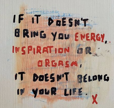 IF IT DOESNT BRING YOU ENERGY, INSPIRATION OR ORCASM,
IT DOESN'T BELONG IN YOUR LIFE.