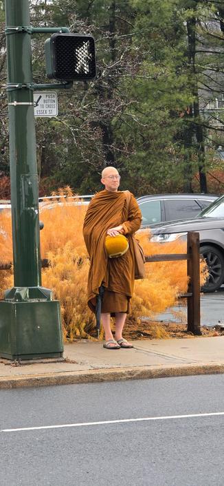 Doing piṇḍapāta in New Jersey on a relatively “warm” winter day.