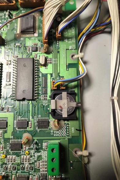 The battery holder on the Roland d550 main board