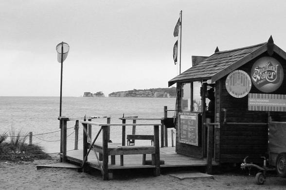 A grey image of the sea, taken with a shitty camera
