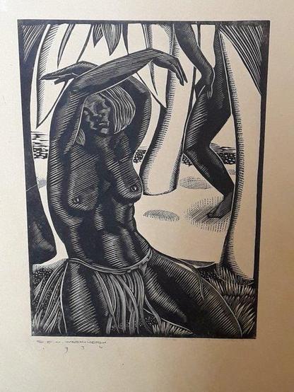 Spotted a fair quantity of fake 1920s–30s wood engravings by contemporary forger Earl M. Washington (now in prison) at a shop in Dearborn, MI