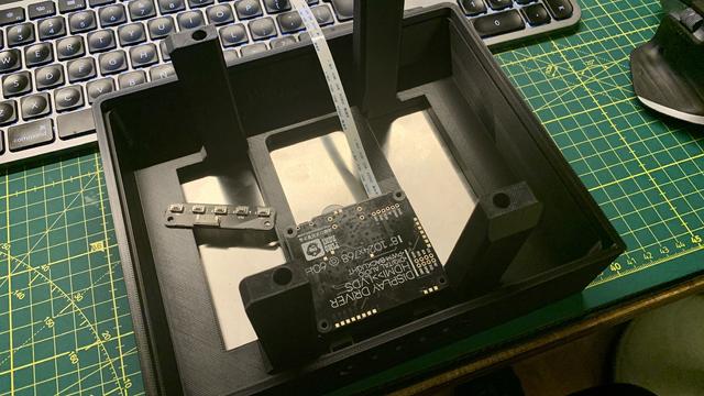 Inside of the NeXT MegaPixel Display mini. It shows the LCD panel controller board, next to it the keypad board.
