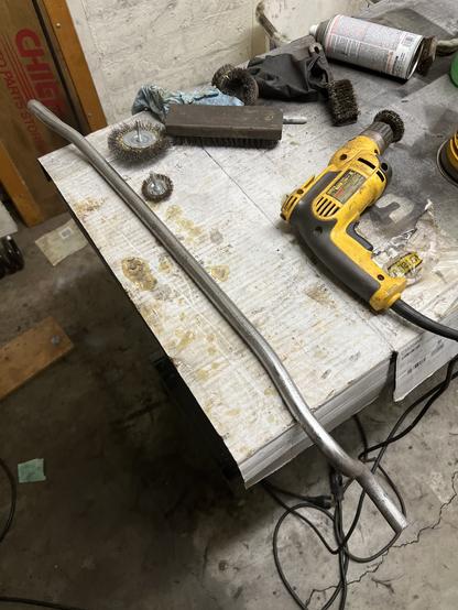 Sway bar after wire wheel and sanding