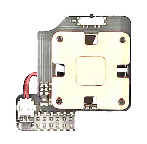 The source image I was reverse-engineering, optimised to show up PCB traces, so it looks as if it belongs in a 1970's colour print newspaper. The other details are washed out mostly but small SMD components and traces, as well as a switch and red and black wires are visible.