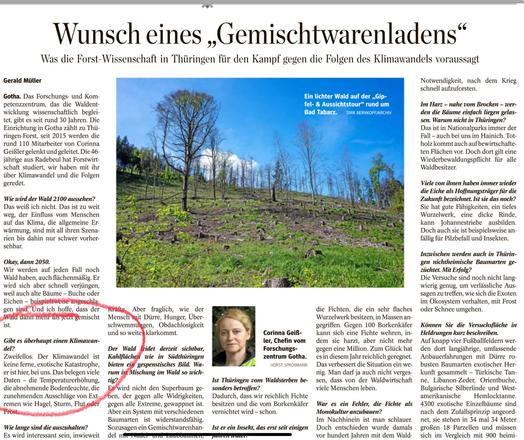 Screenshot aus der heutigen OTZ. Zu sehen ist ein Artikel in Interviewform, bei dem ein Abschnitt rot eingekreist ist.