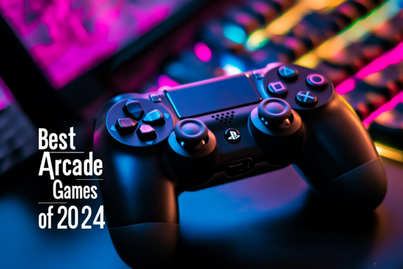 AI-generated picture of a PlayStation 4 controller overlaid with the words "Best Arcade Games of 2024". I should have added "That I Played, And None Are Actually From 2024", but I didn't. Until now, so if you're reading this, I meant to have all these words there, too.